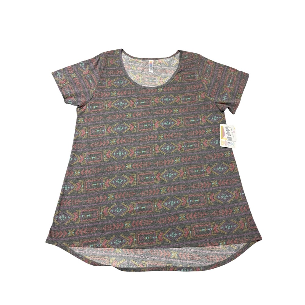 LuLaRoe Classic T Shirt Womens 2XL Gray Southwestern Geometric #141 NWT Aztec